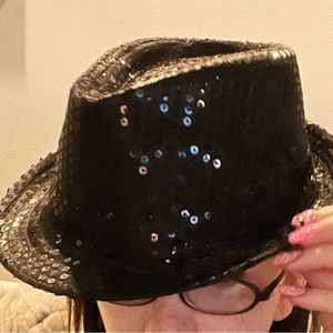 Black sequin hat.